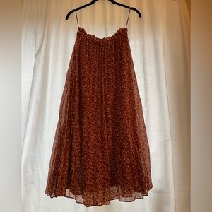 Lucy Paris Orange Floral Midi Skirt